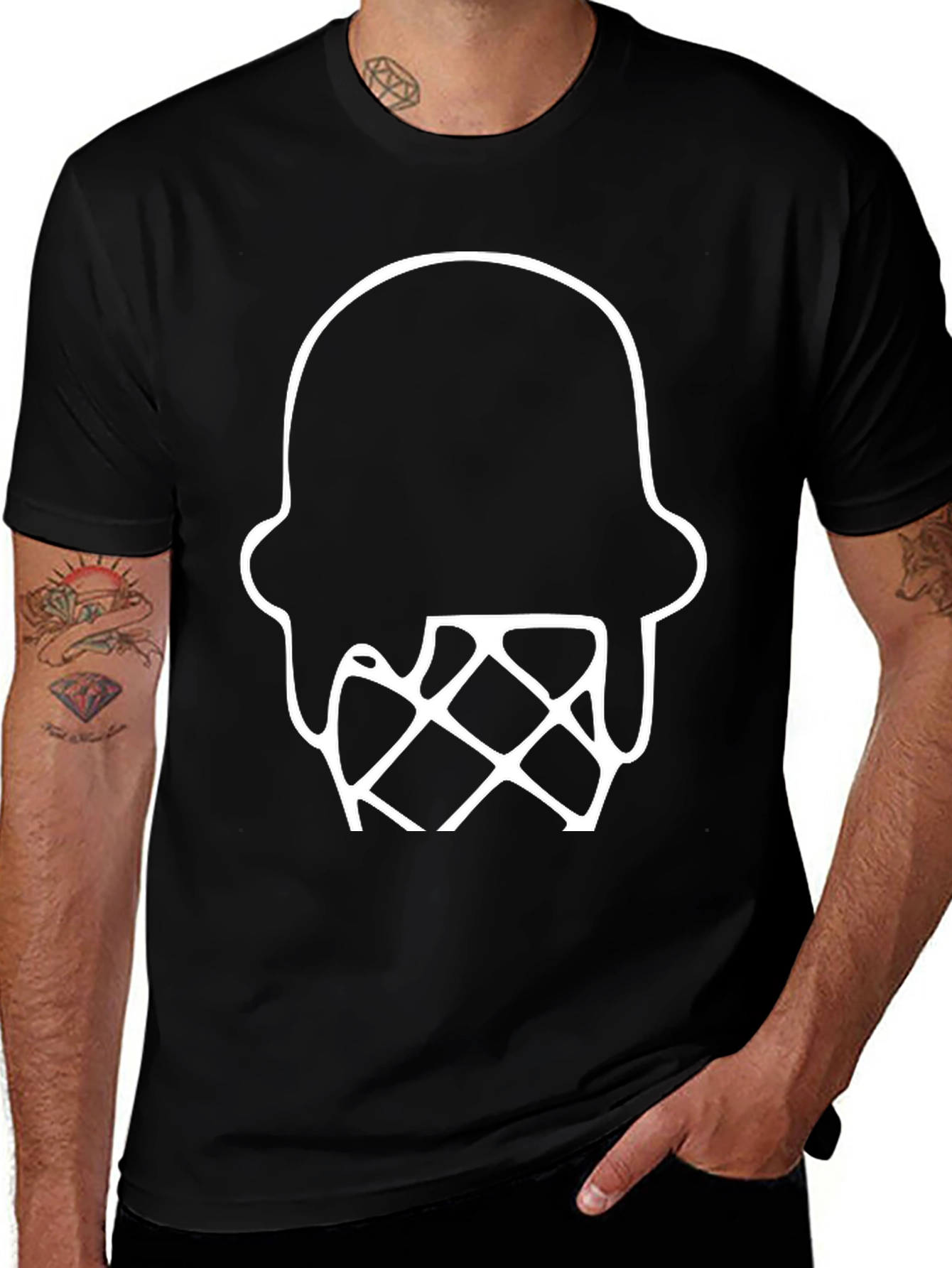 Ice Cream Graphic Tee - Black Cotton Blend