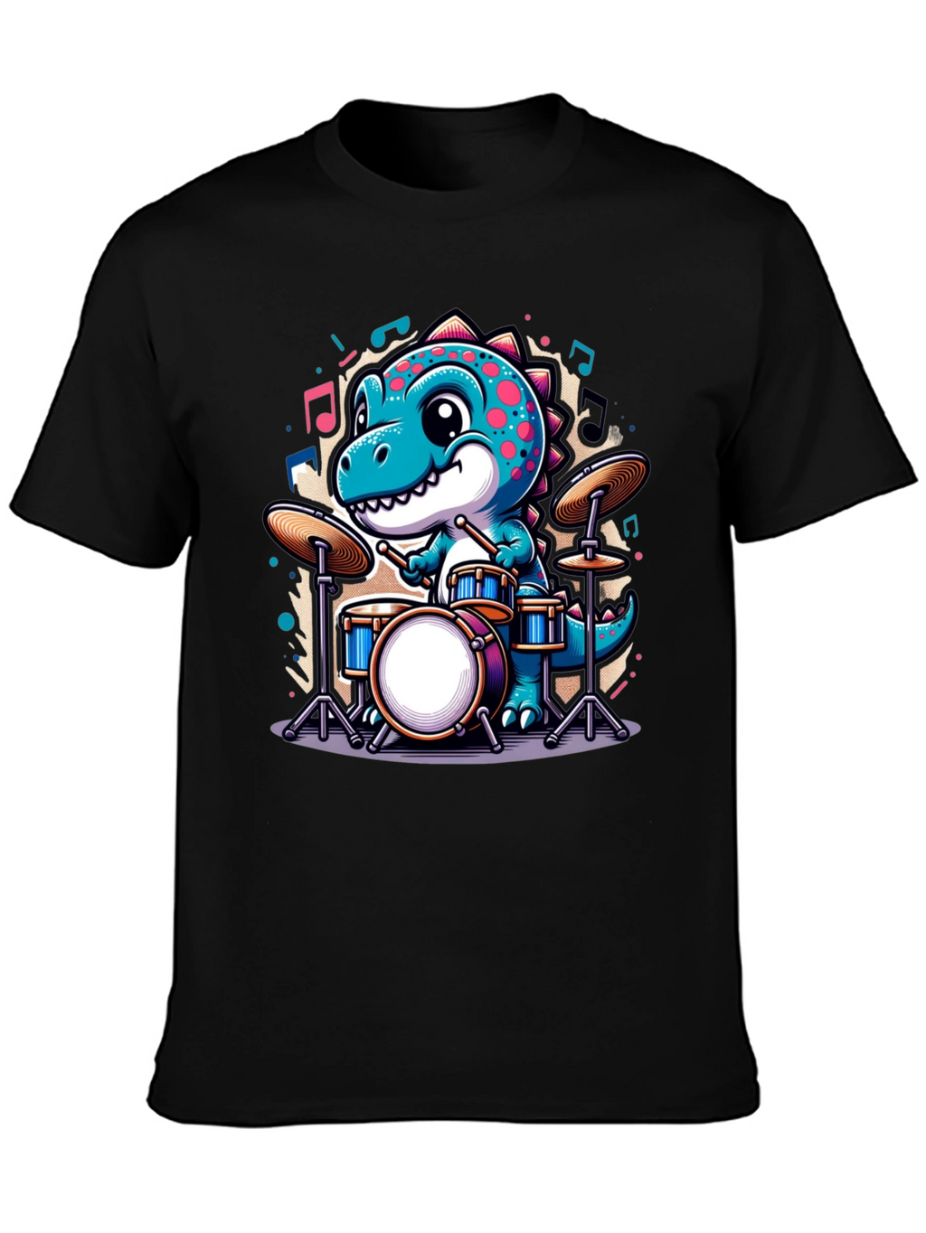 Dino Drummer Graphic Tee - Black T-Shirt