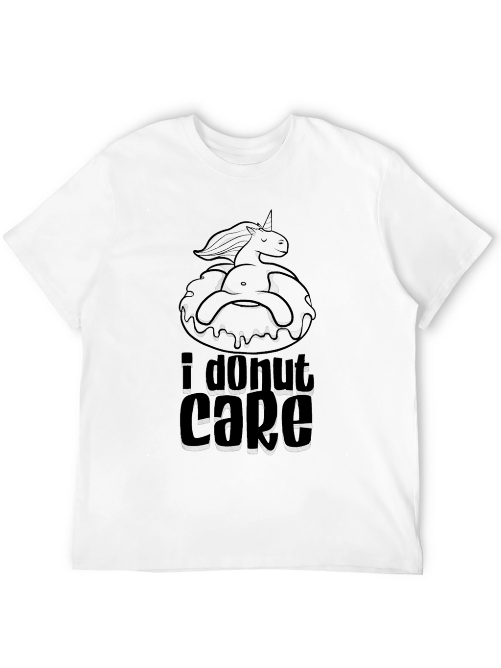 I Donut Care Black T-Shirt Funny Graphic Tee
