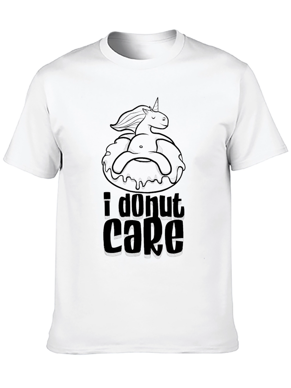 I Donut Care Black T-Shirt Funny Graphic Tee