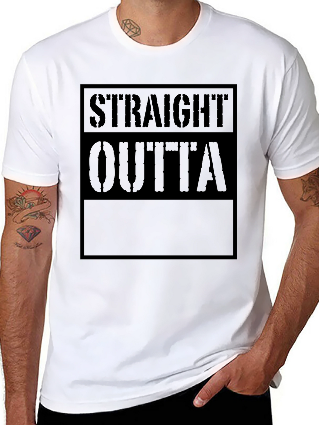 Straight Outta T-Shirt - Black Crew Neck Tee