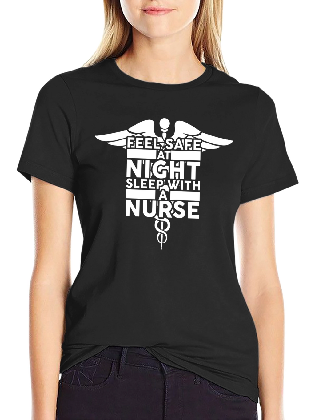 Feel Safe at Night Nurse Graphic T-Shirt