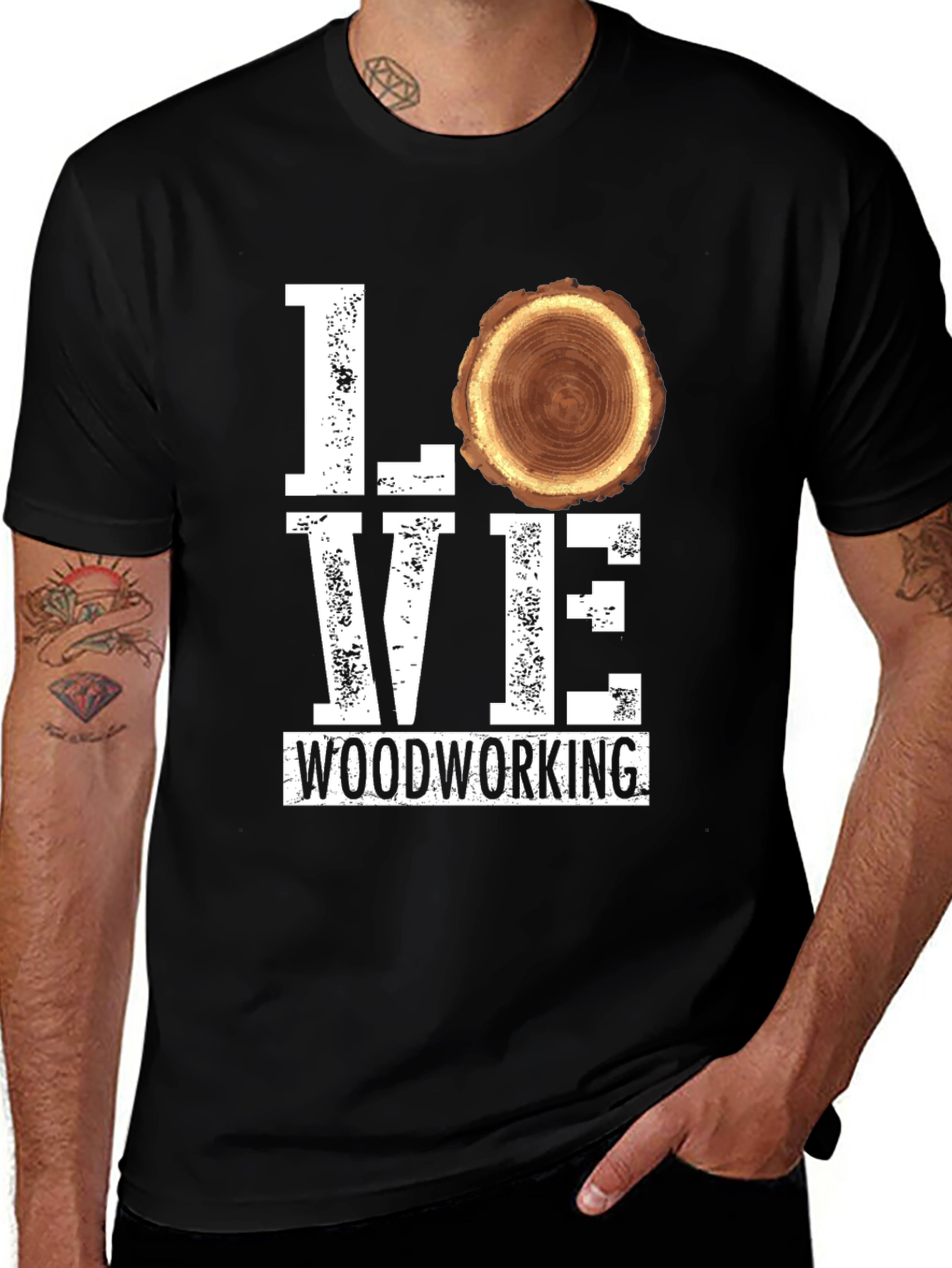 Love Woodworking Tee - Black Graphic T-Shirt