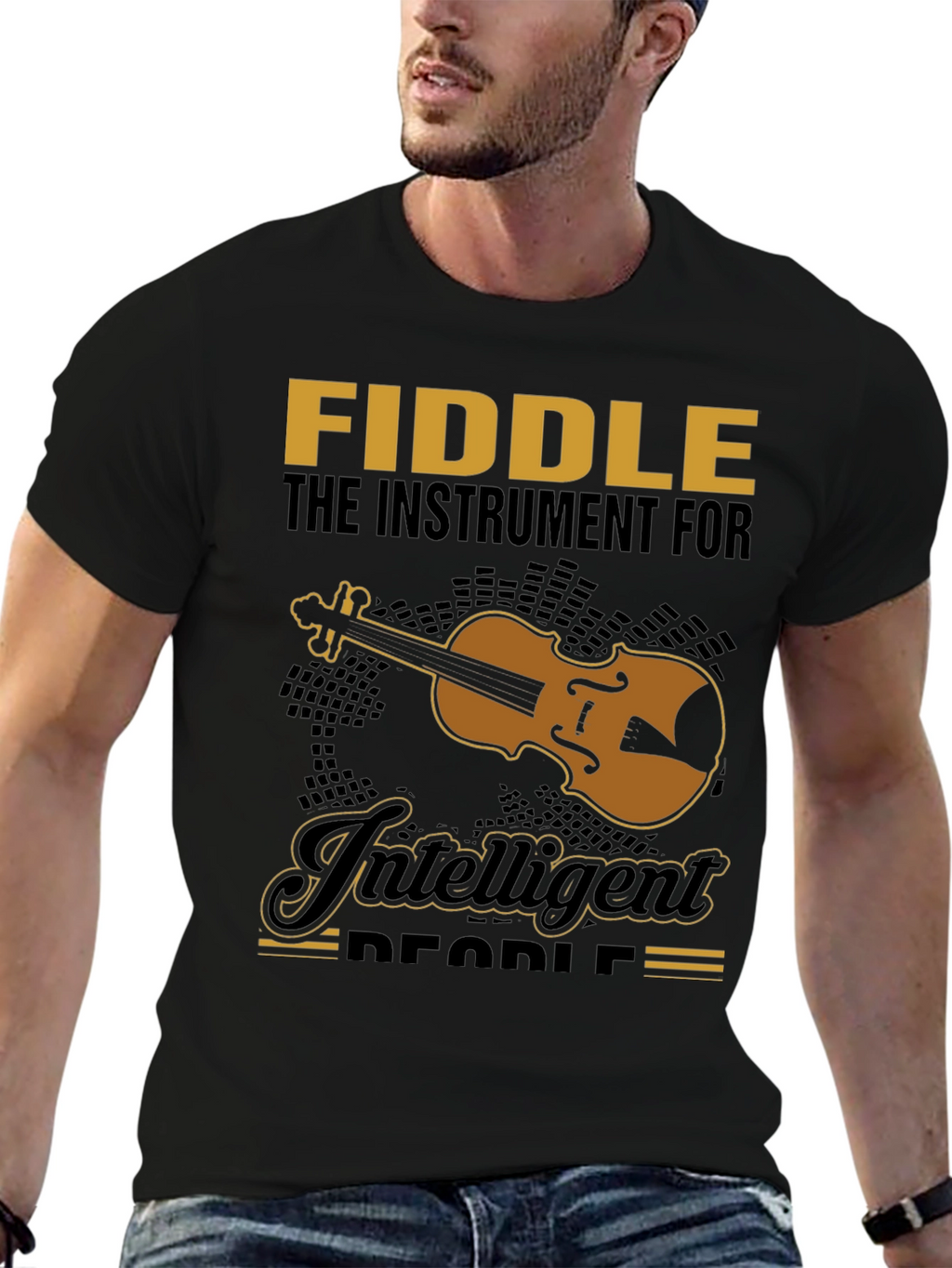 Fiddle Instrument Intelligent People Black T-Shirt