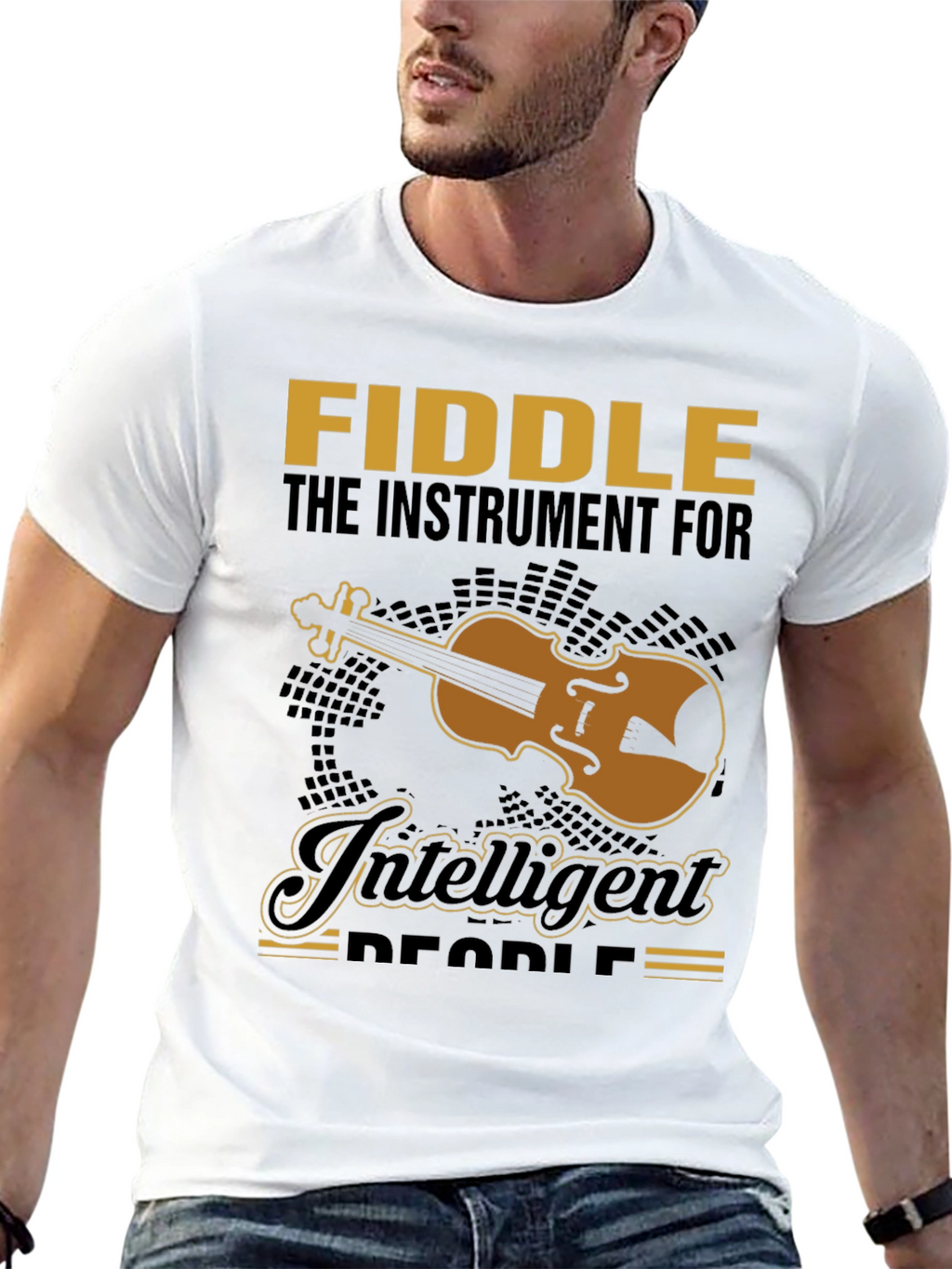 Fiddle Instrument Intelligent People Black T-Shirt
