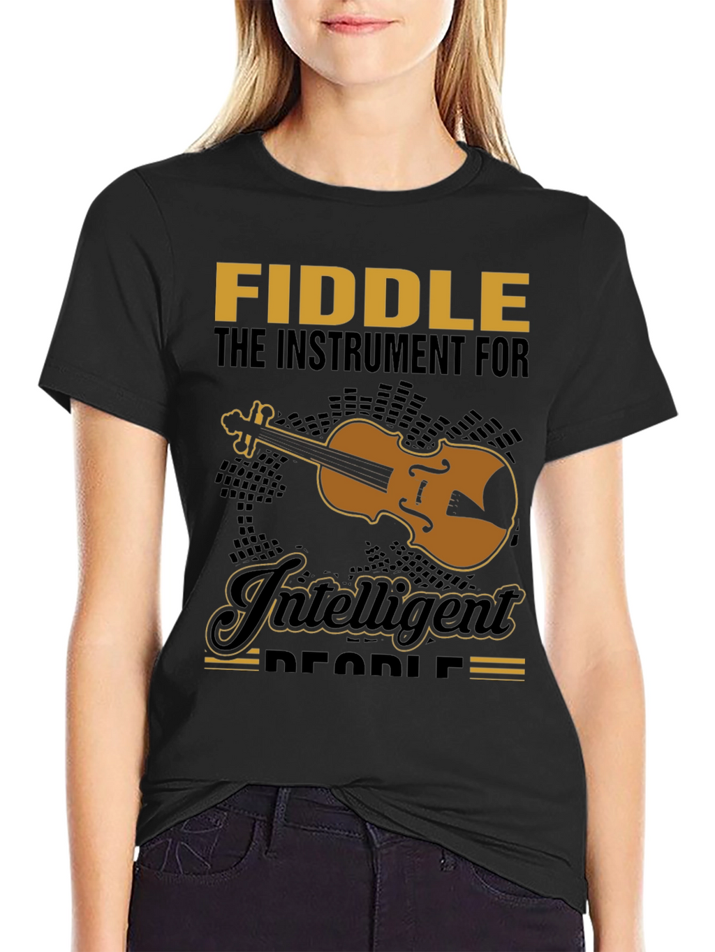 Fiddle Instrument Intelligent People Black T-Shirt