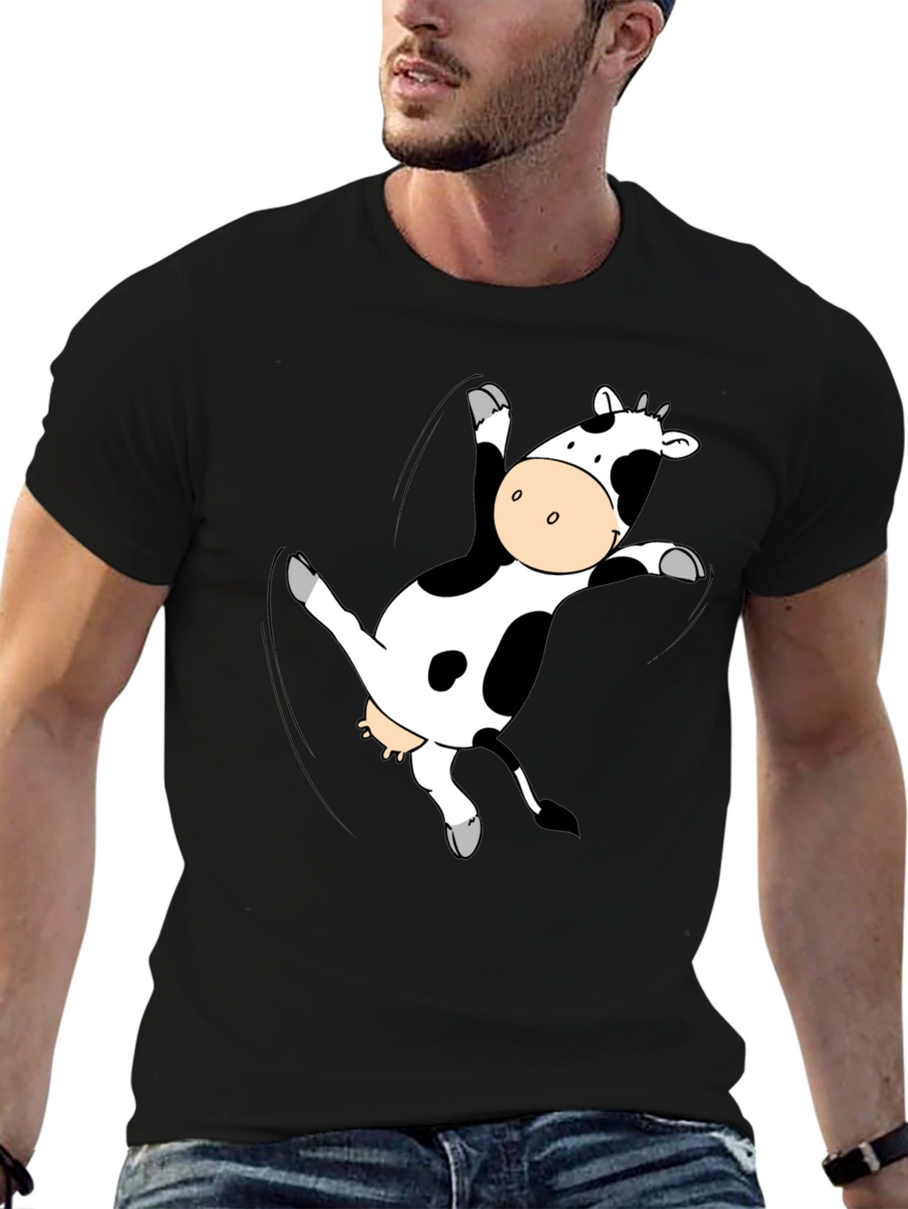 Funny Cow T-Shirt - Black Cotton Tee