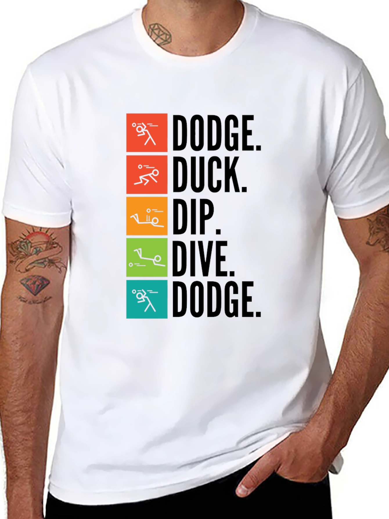 Dodgeball Inspired T-Shirt - Dodge Duck Dip Dive Dodge