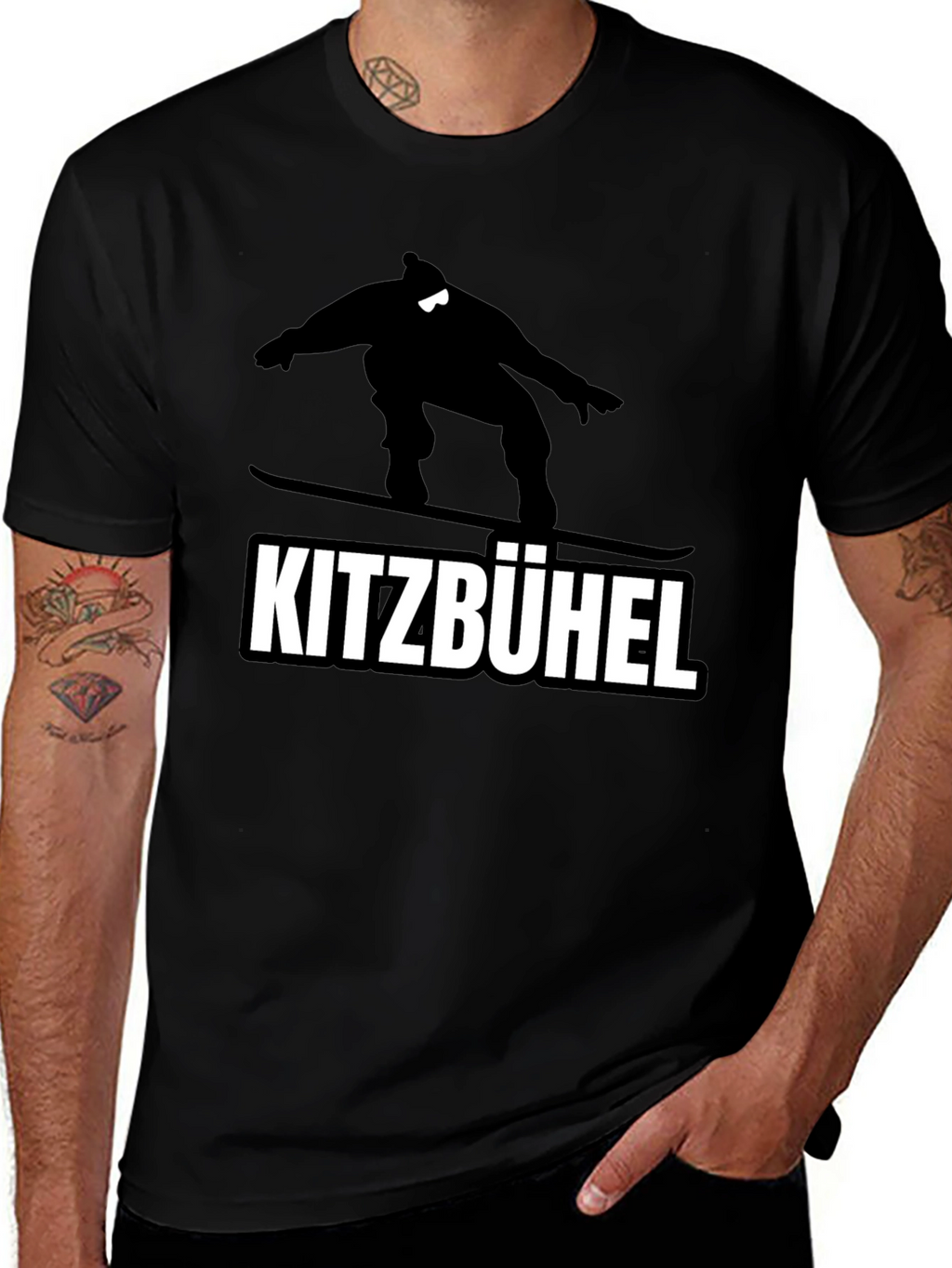 Kitzbühel Snowboarder Graphic Tee - Black