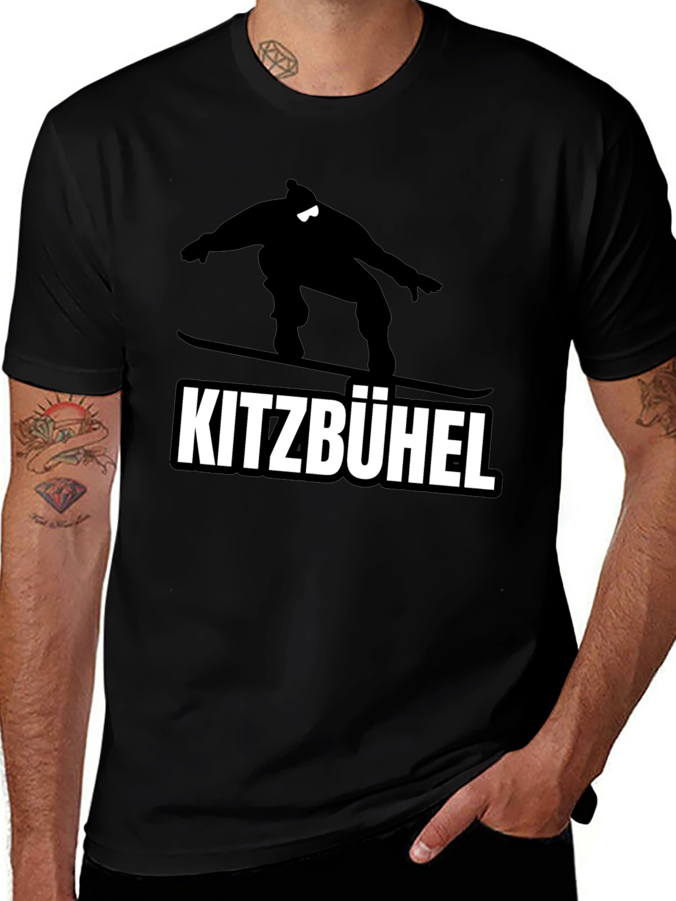 Kitzbühel Snowboarder Graphic Tee - Black