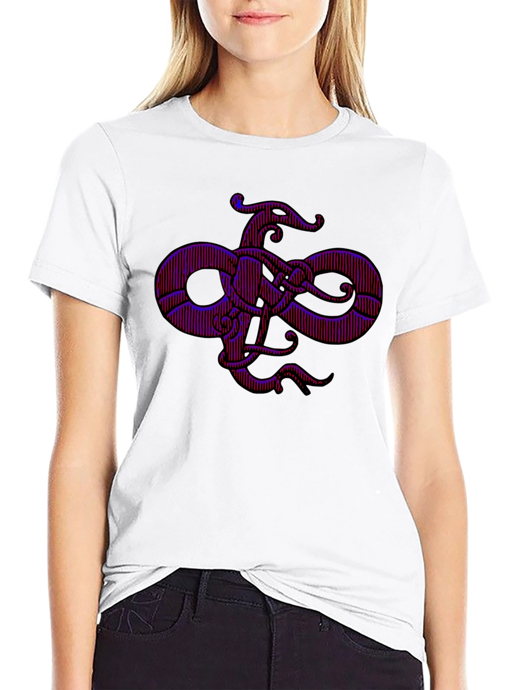 Mens Black Graphic Tee - Octopus Infinity Knot