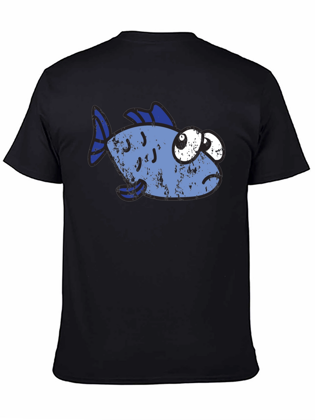 Funny Distressed Cartoon Fish Graphic T-Shirt