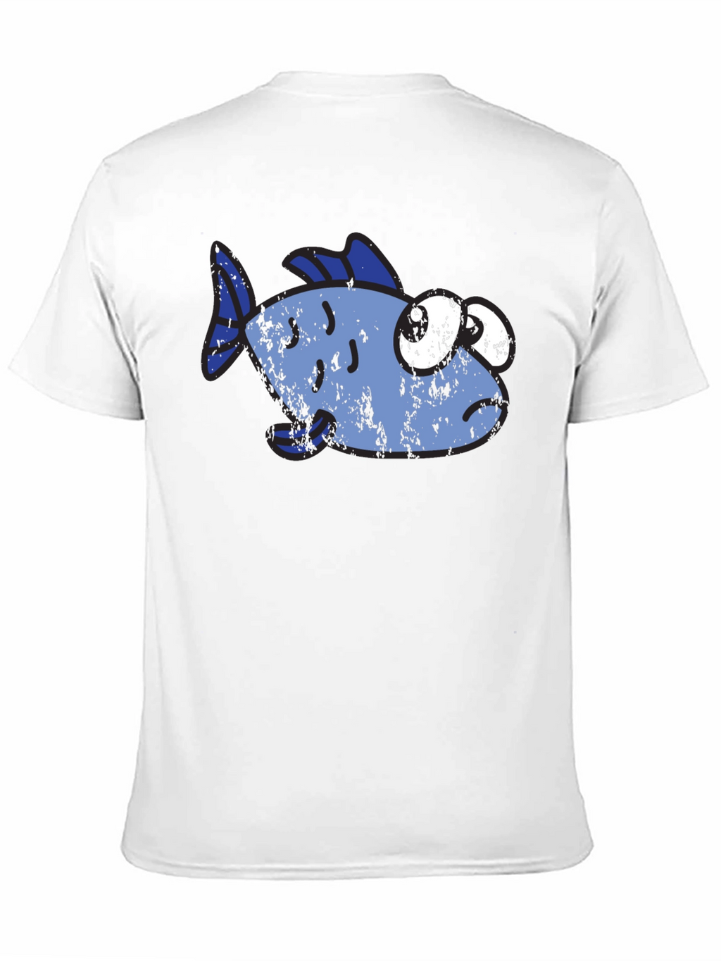 Funny Distressed Cartoon Fish Graphic T-Shirt