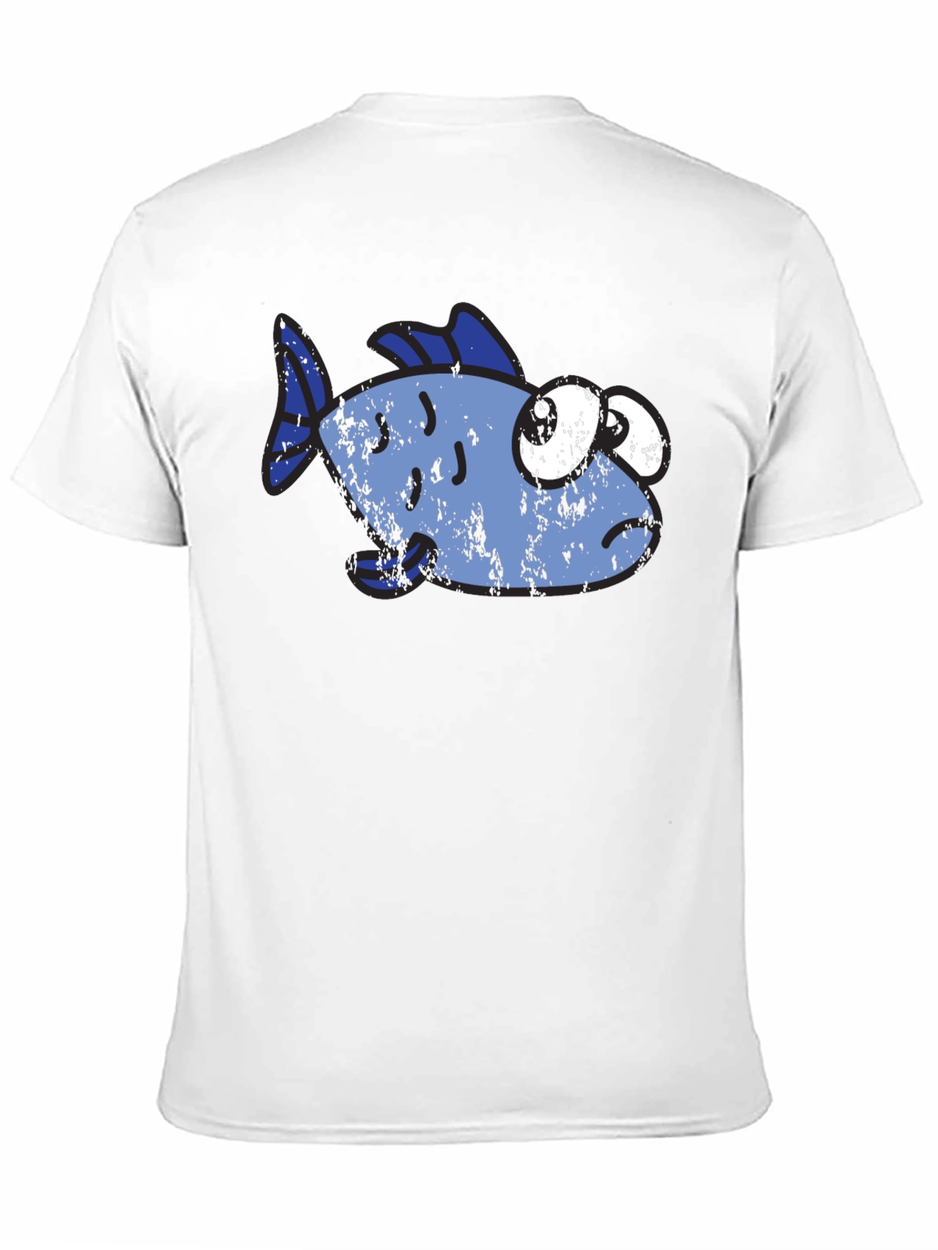 Funny Distressed Cartoon Fish Graphic T-Shirt