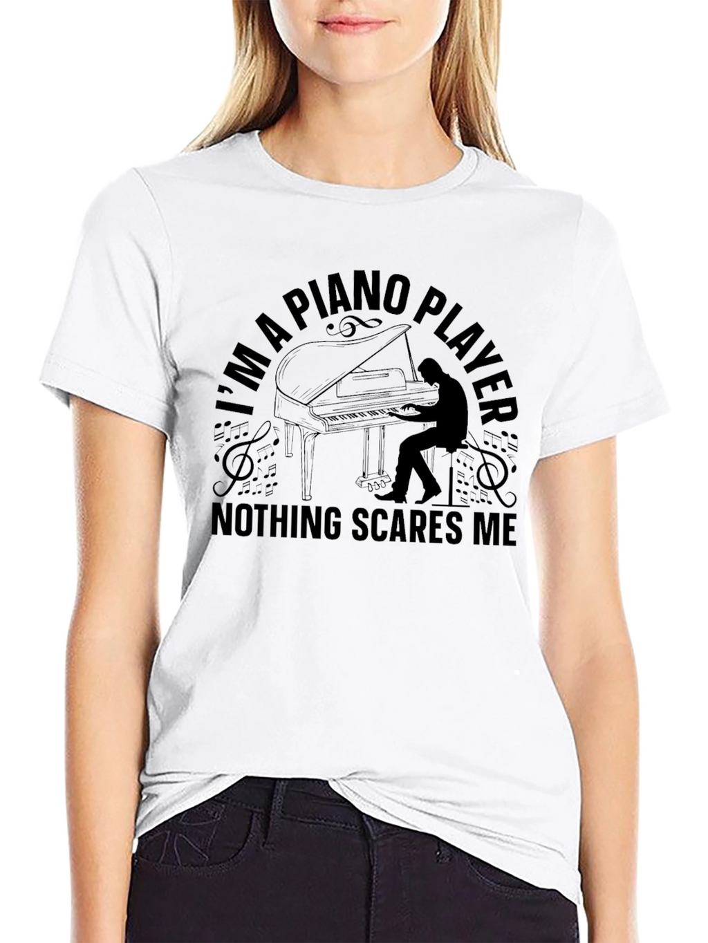 Piano Player T-Shirt: Nothing Scares Me Funny Musician Tee