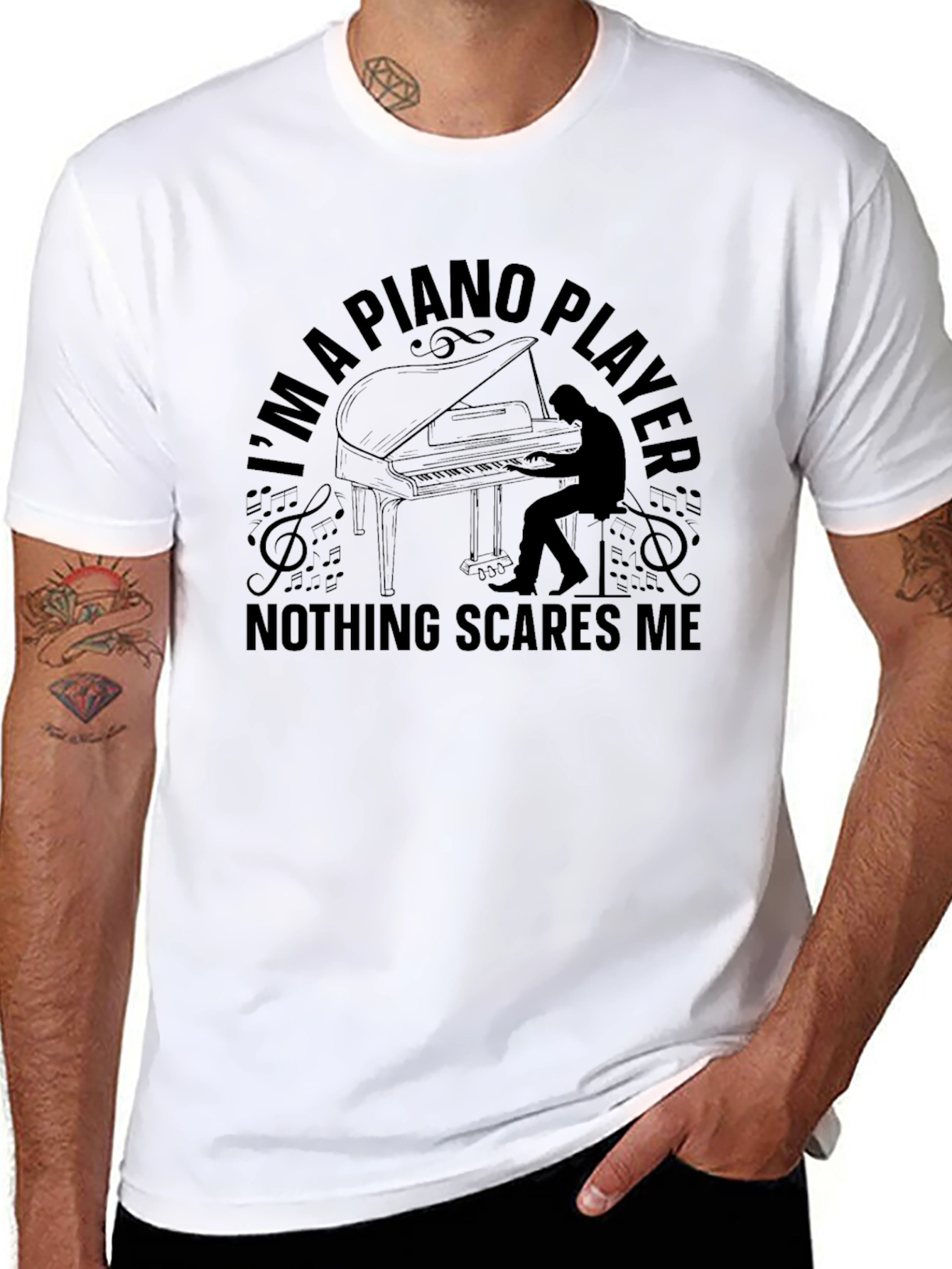 Piano Player T-Shirt: Nothing Scares Me Funny Musician Tee