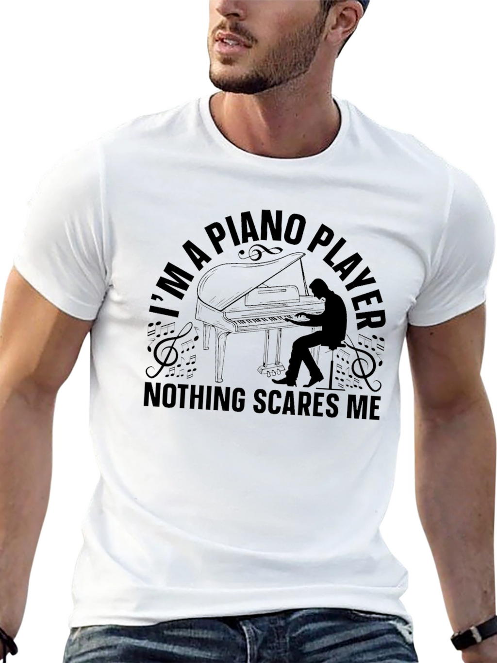 Piano Player T-Shirt: Nothing Scares Me Funny Musician Tee