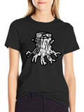 Tree Stump Graphic Tee - Black Cotton T-Shirt