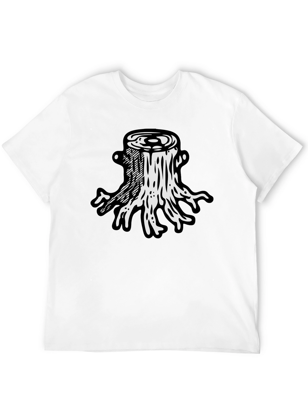 Tree Stump Graphic Tee - Black Cotton T-Shirt