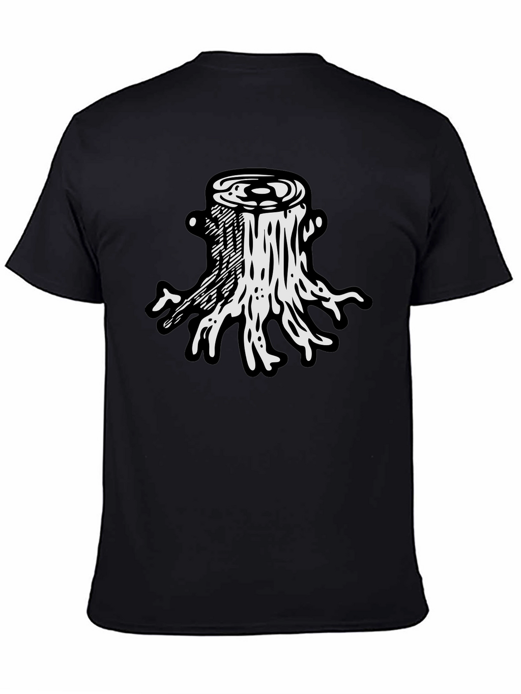 Tree Stump Graphic Tee - Black Cotton T-Shirt