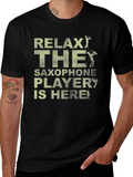 Relax Saxophone Player Black Graphic T-Shirt