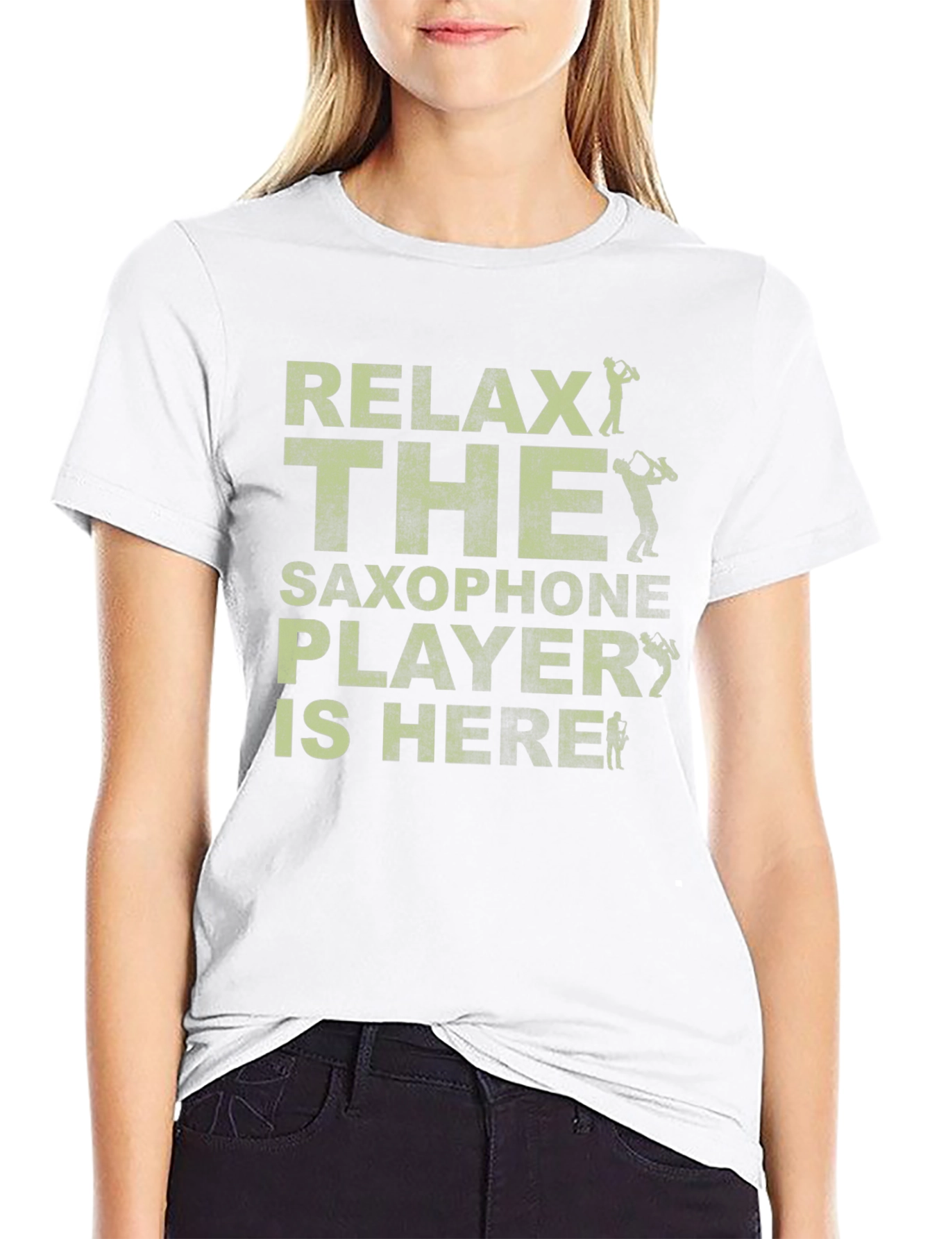 Relax Saxophone Player Black Graphic T-Shirt
