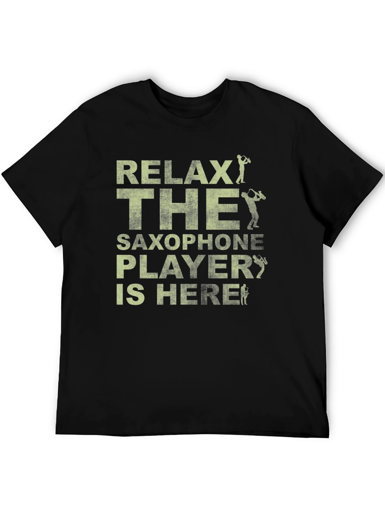 Relax Saxophone Player Black Graphic T-Shirt