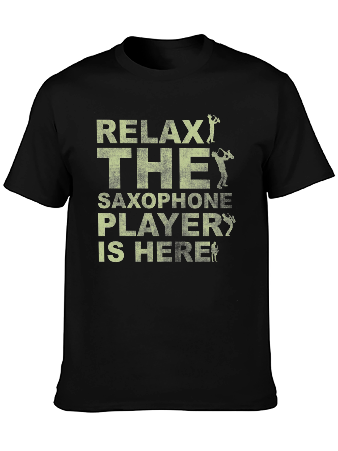Relax Saxophone Player Black Graphic T-Shirt