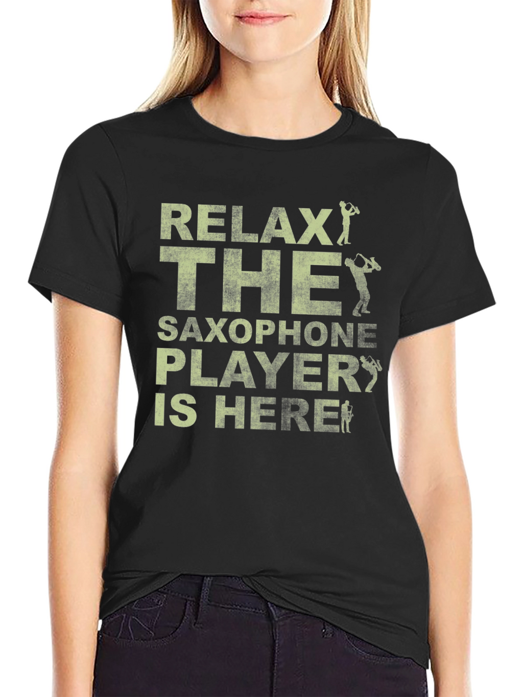 Relax Saxophone Player Black Graphic T-Shirt