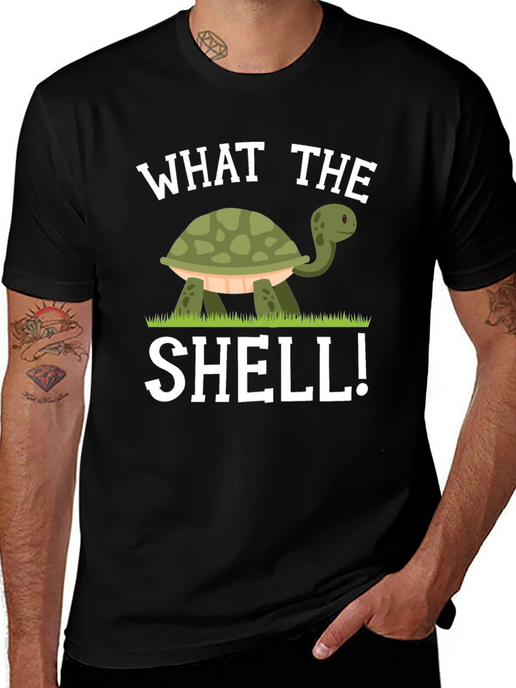 Funny What The Shell Turtle Graphic T-Shirt