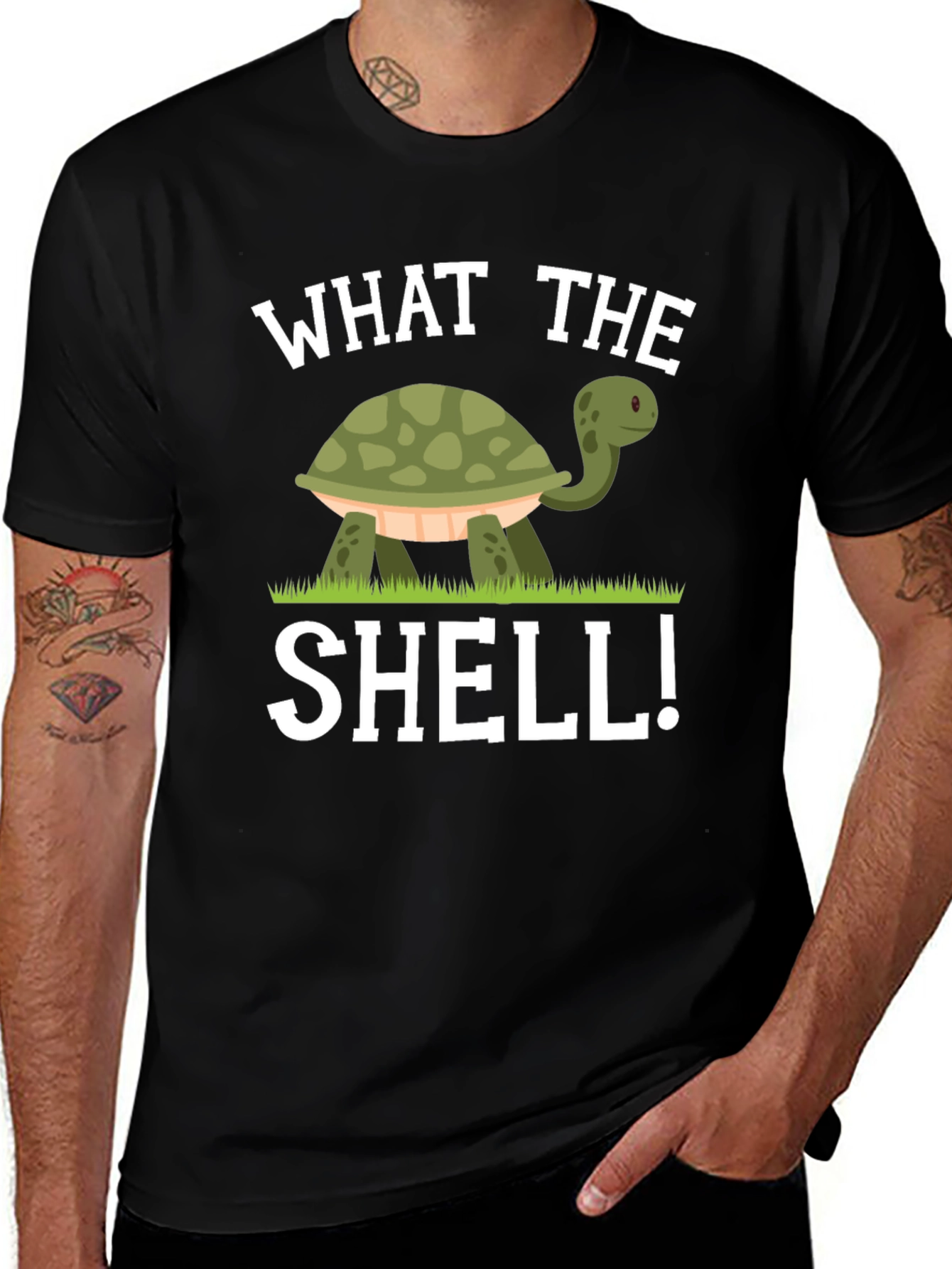 Funny What The Shell Turtle Graphic T-Shirt