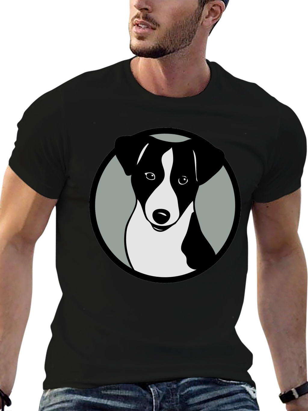 Dog Graphic Black T-Shirt Stylish Animal Tee