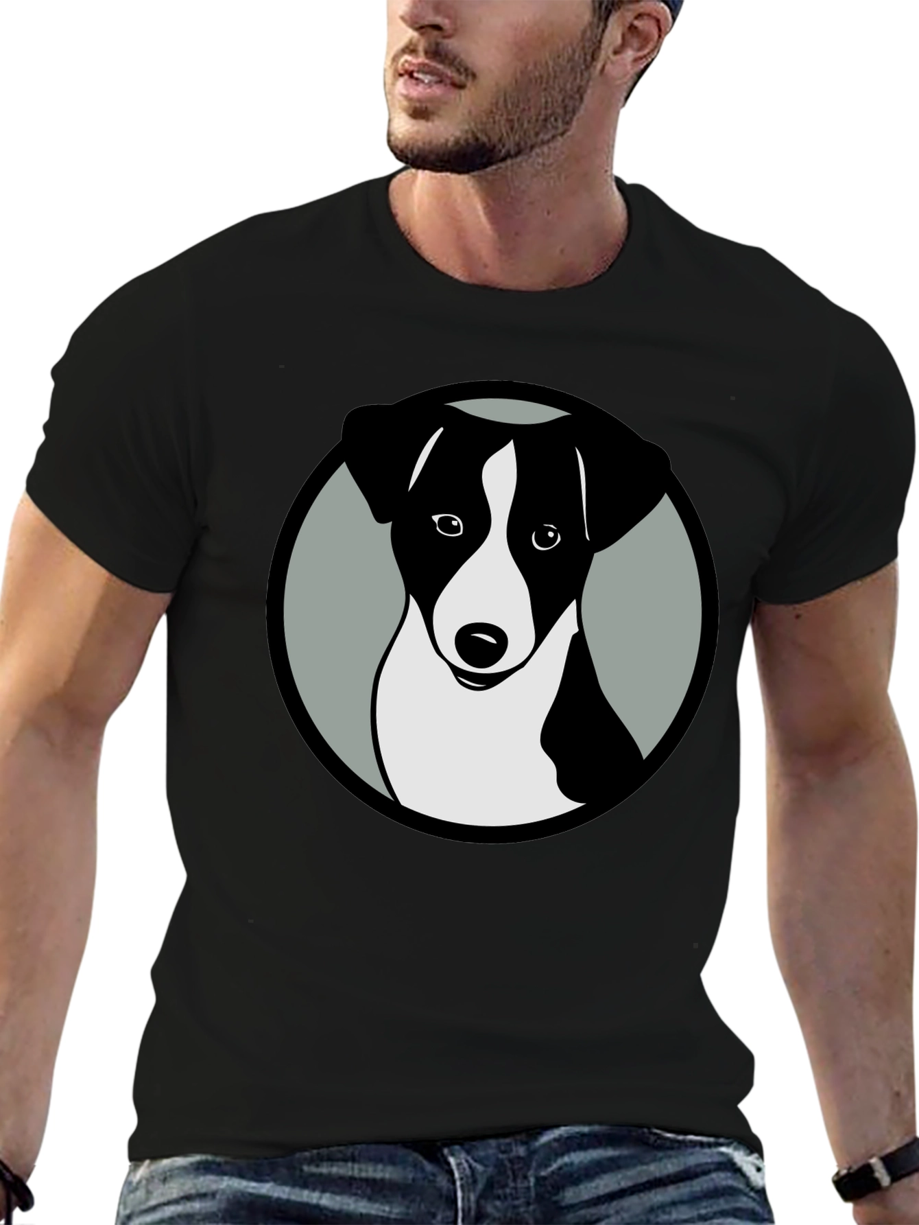 Dog Graphic Black T-Shirt Stylish Animal Tee