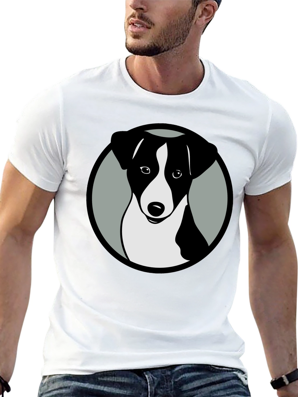 Dog Graphic Black T-Shirt Stylish Animal Tee