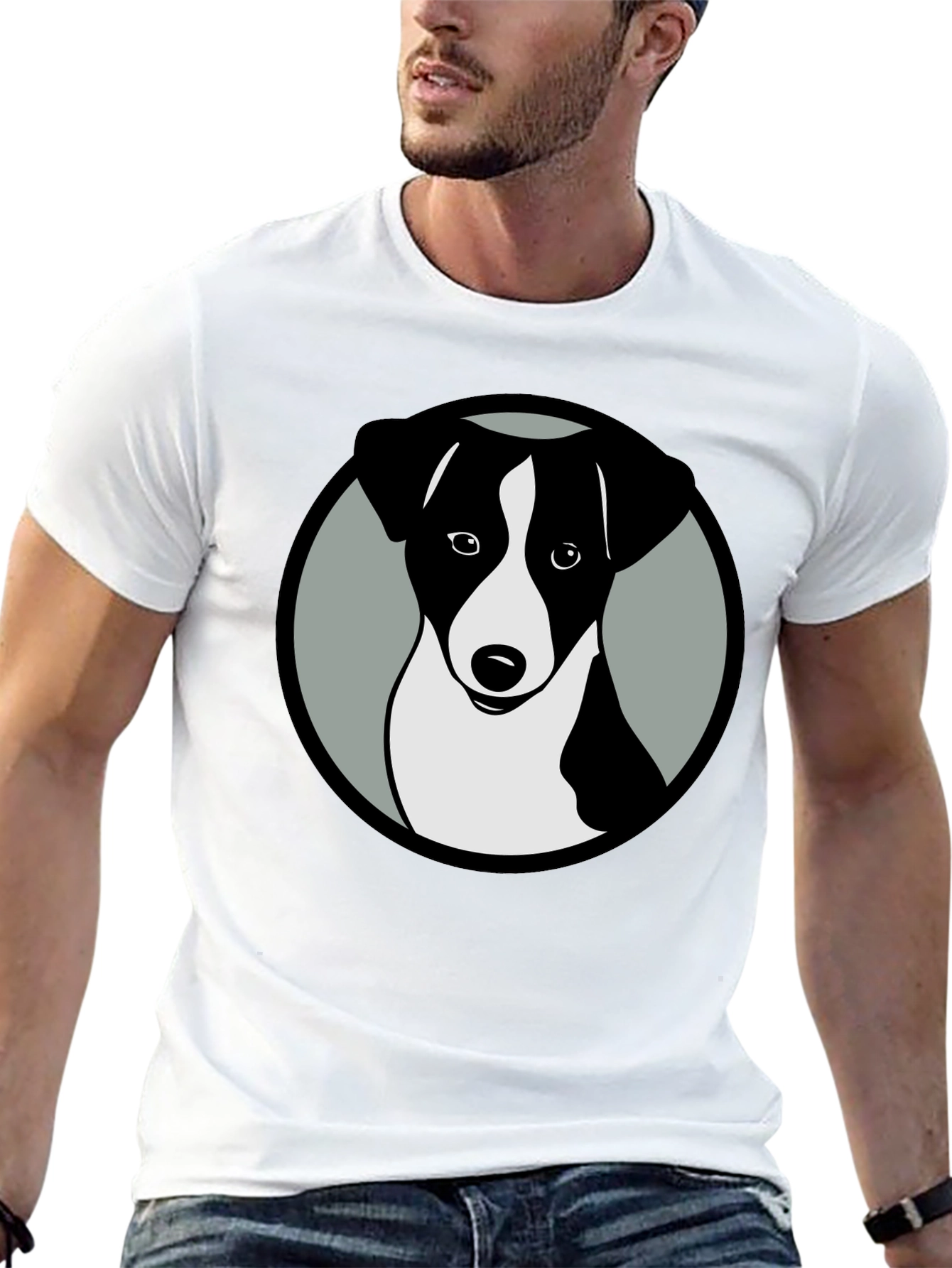 Dog Graphic Black T-Shirt Stylish Animal Tee