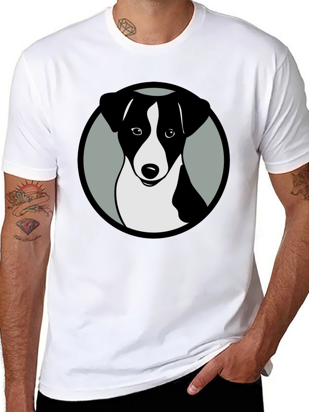 Dog Graphic Black T-Shirt Stylish Animal Tee