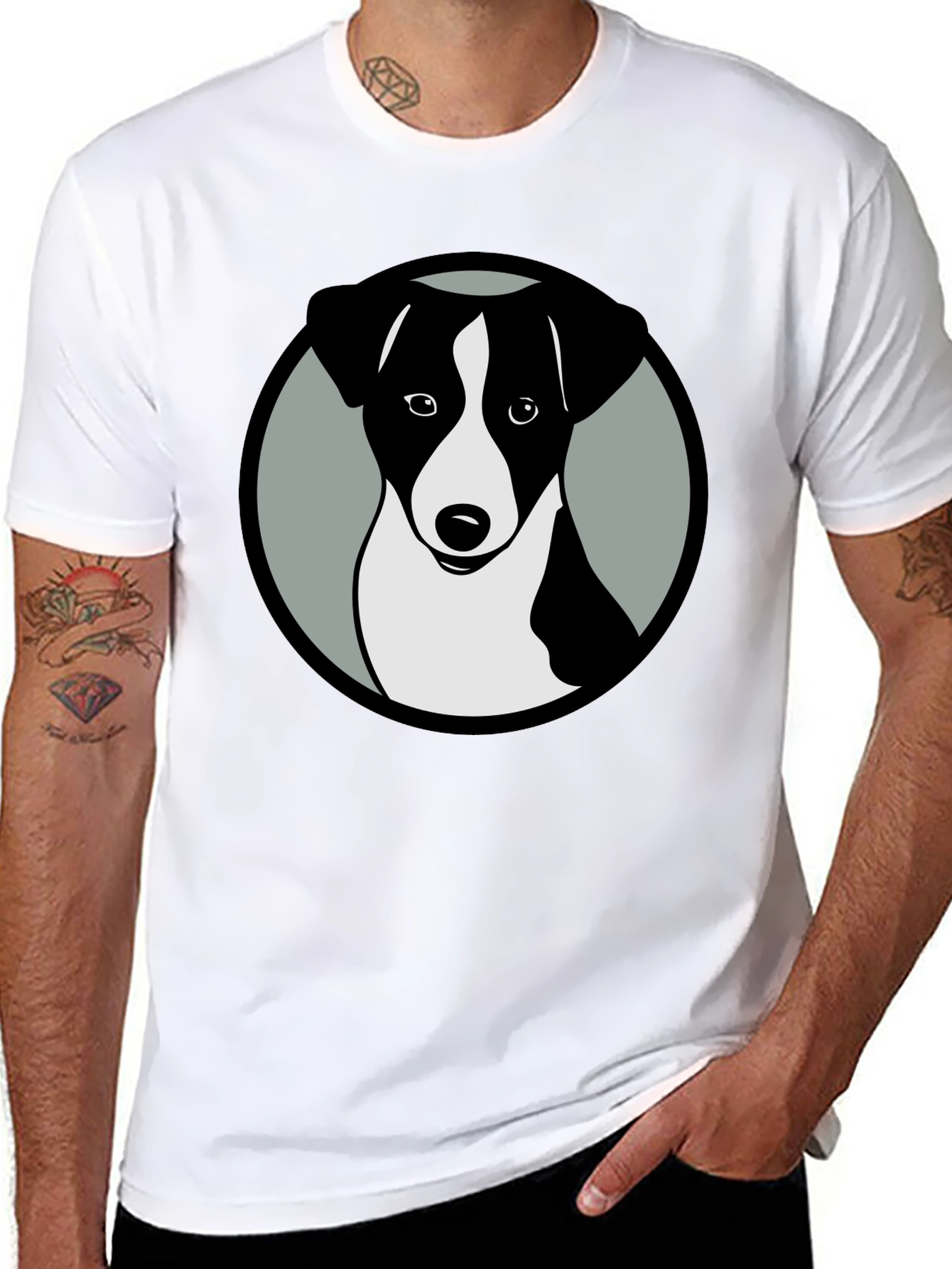 Dog Graphic Black T-Shirt Stylish Animal Tee