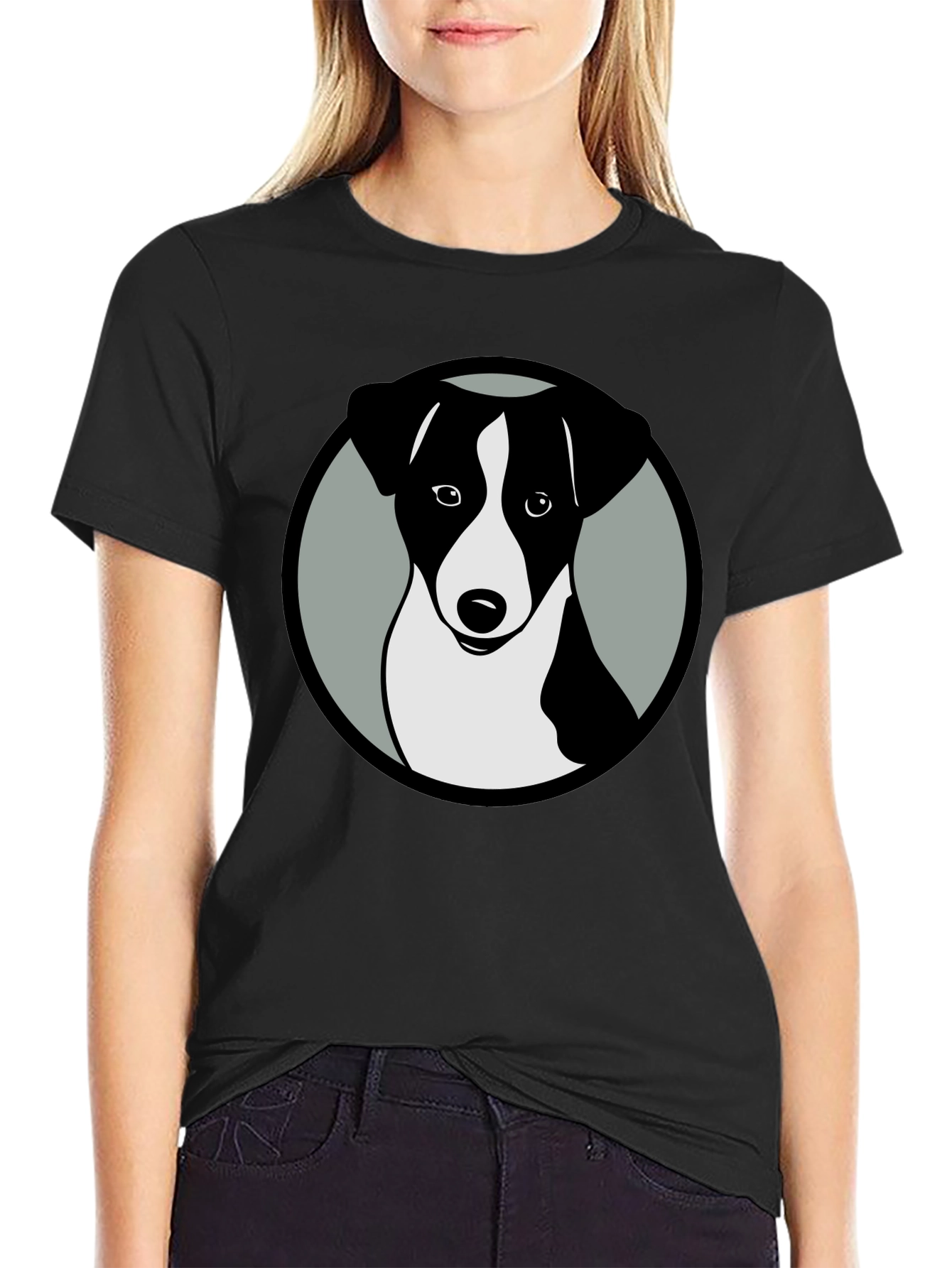 Dog Graphic Black T-Shirt Stylish Animal Tee