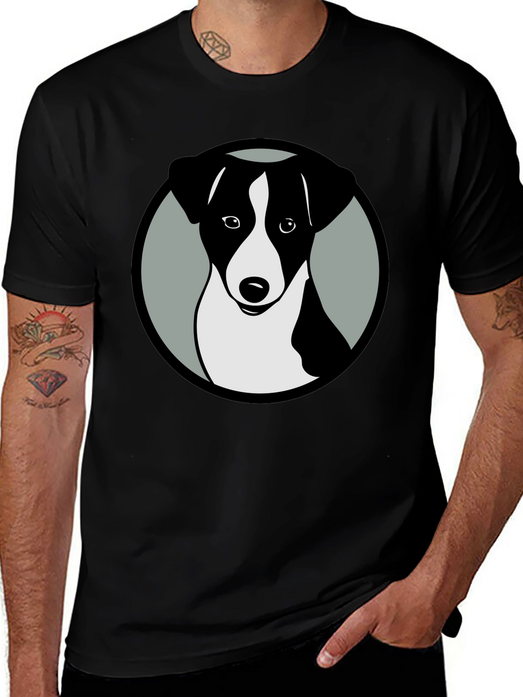 Dog Graphic Black T-Shirt Stylish Animal Tee