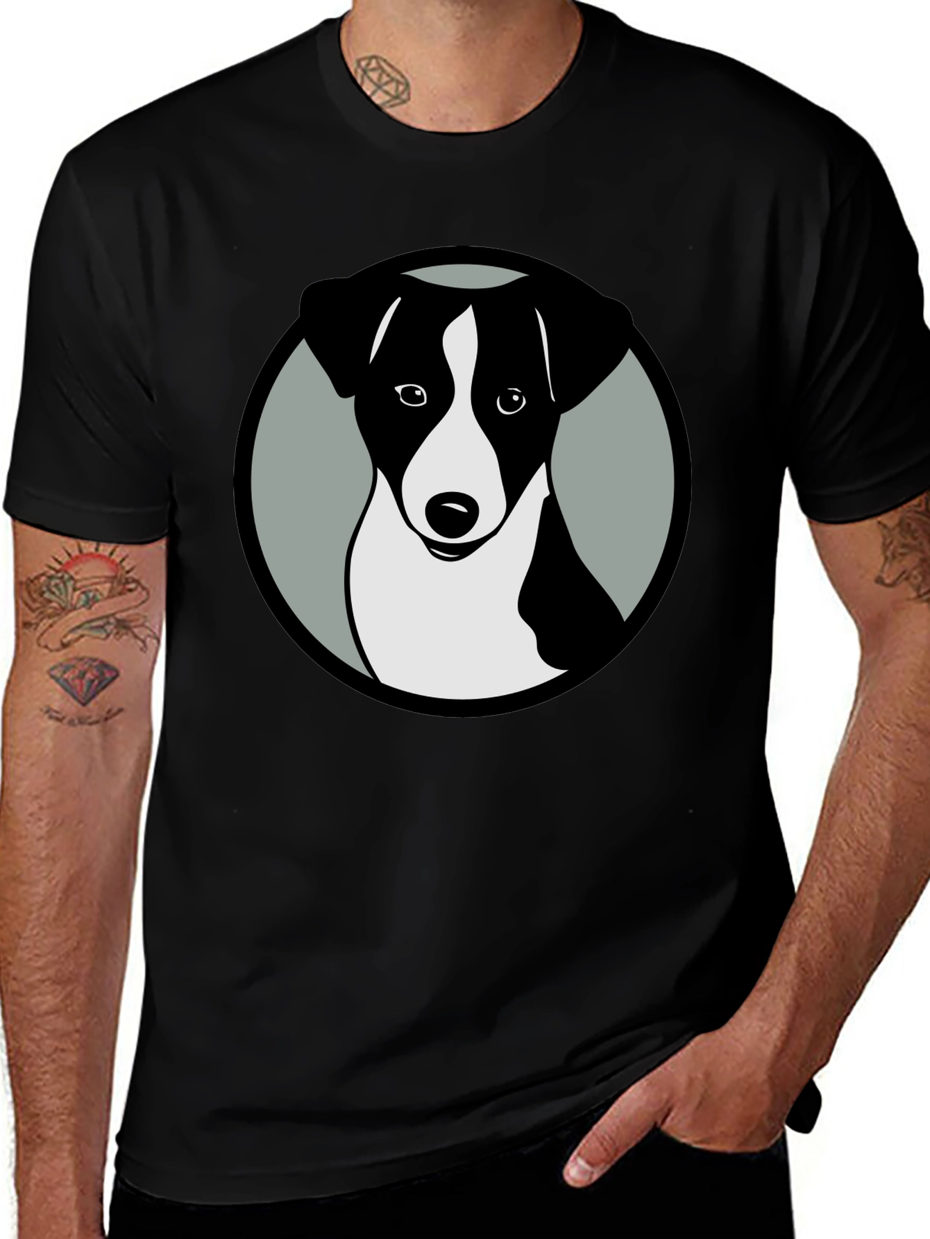 Dog Graphic Black T-Shirt Stylish Animal Tee
