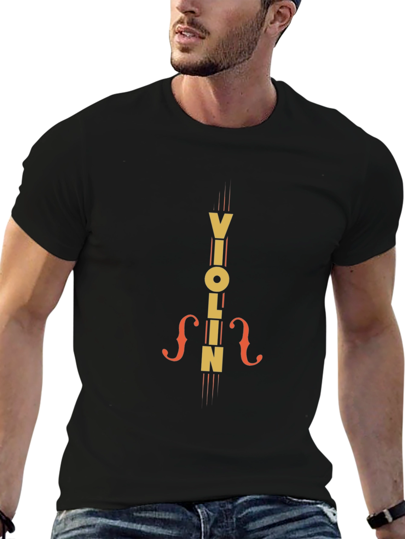 Violin Graphic Tee - Music Lovers Black T-Shirt
