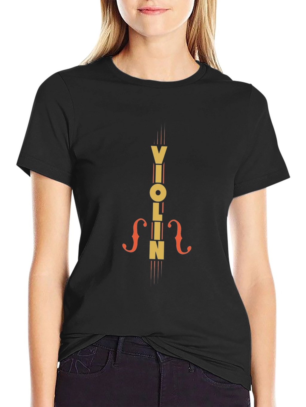 Violin Graphic Tee - Music Lovers Black T-Shirt