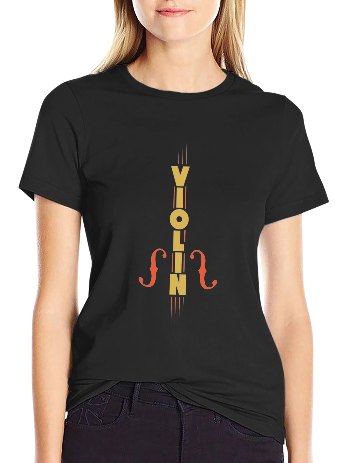Violin Graphic Tee - Music Lovers Black T-Shirt