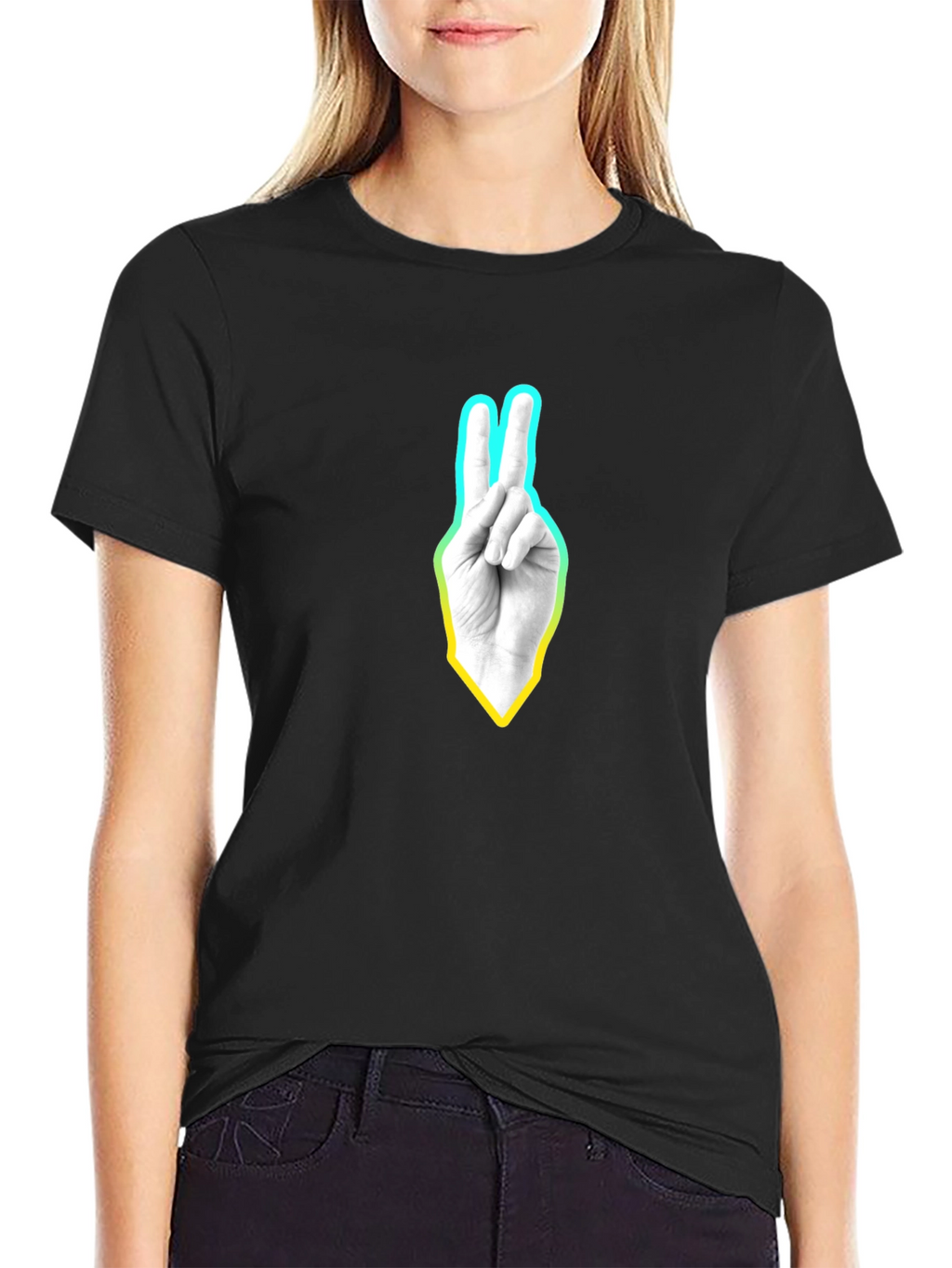 Peace Sign Graphic T-Shirt - Casual Black Tee
