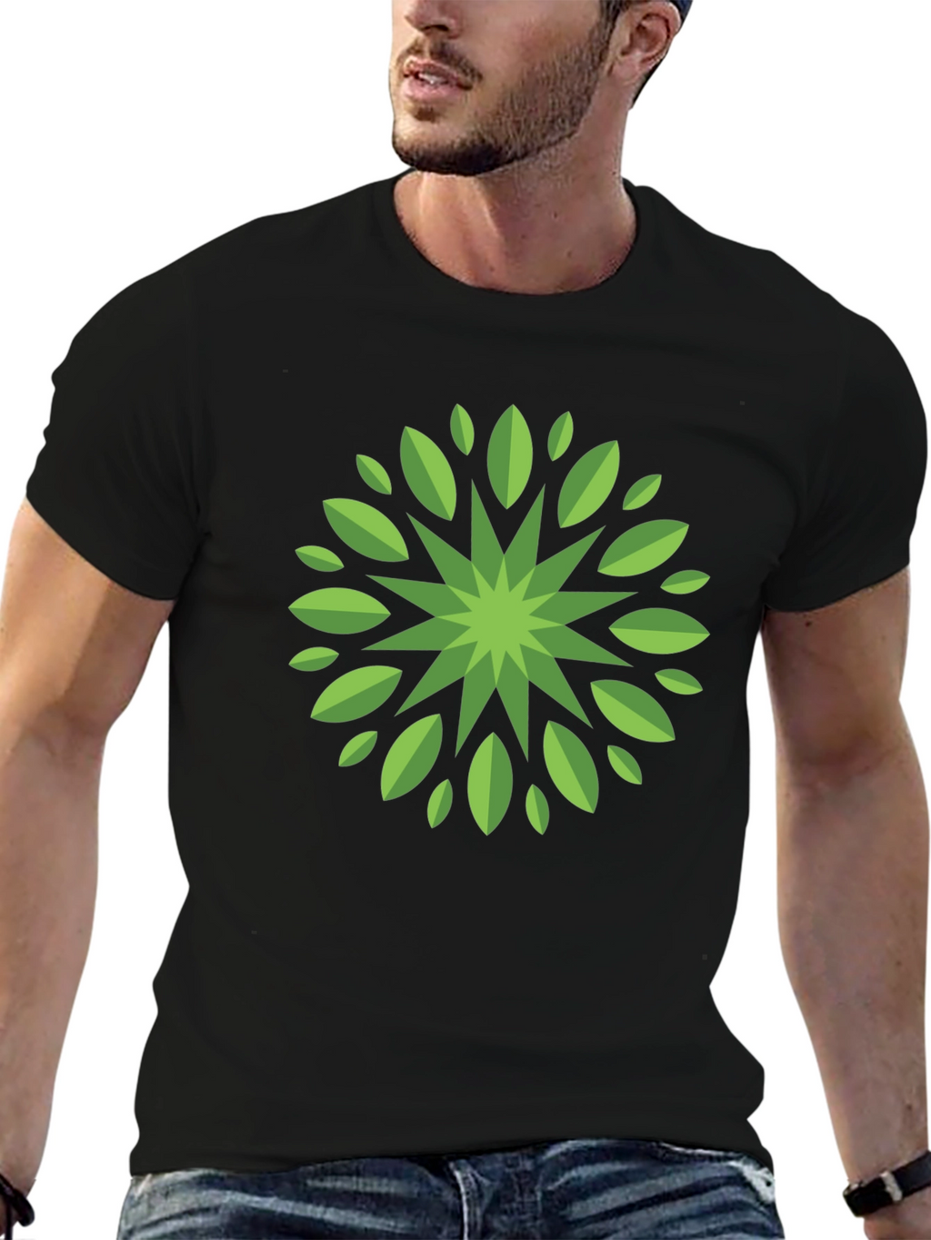 Leaf Mandala Graphic Tee - Stylish Black T-Shirt