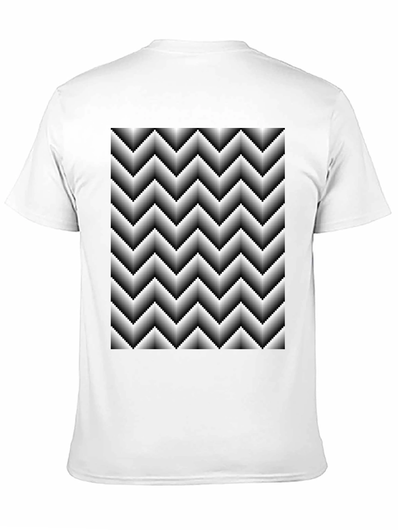 Optical Illusion Zig-Zag Pixelated Pattern Black T-Shirt