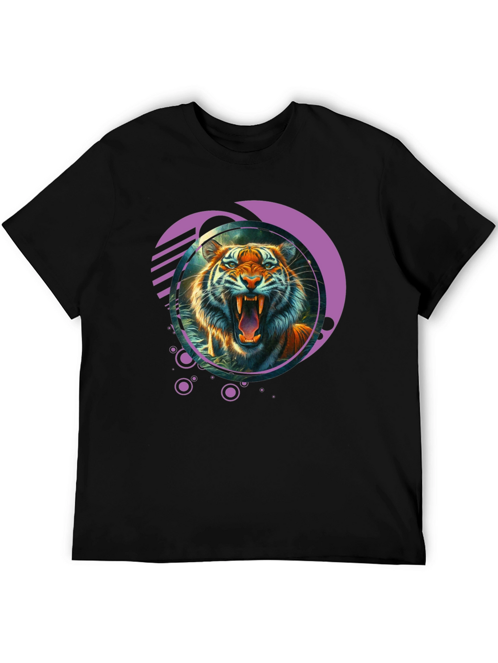 Tiger Graphic Print Crew Neck T-Shirt