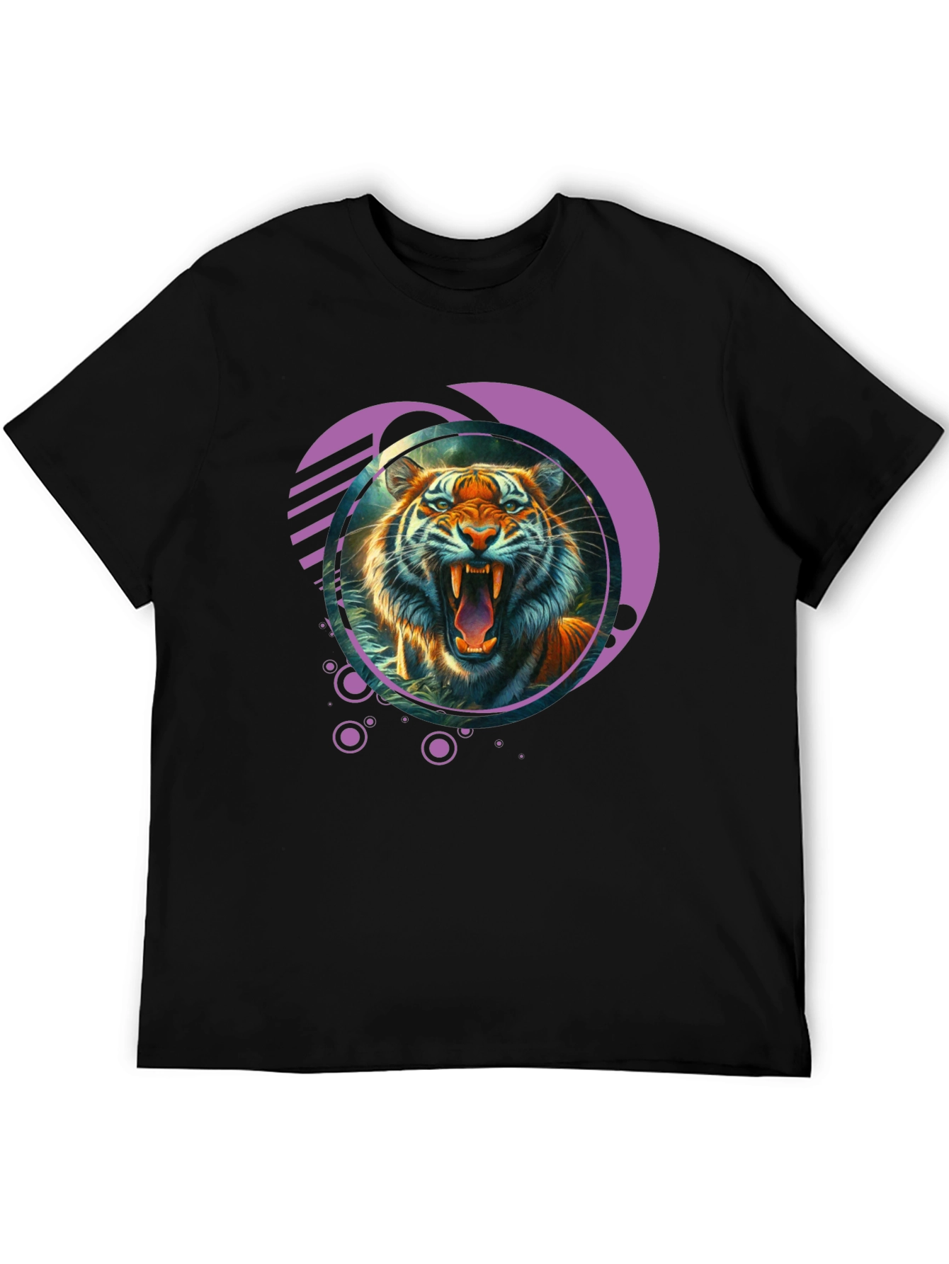 Tiger Graphic Print Crew Neck T-Shirt