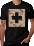 Camo Plus Sign Graphic Tee - Stylish Mens T-Shirt