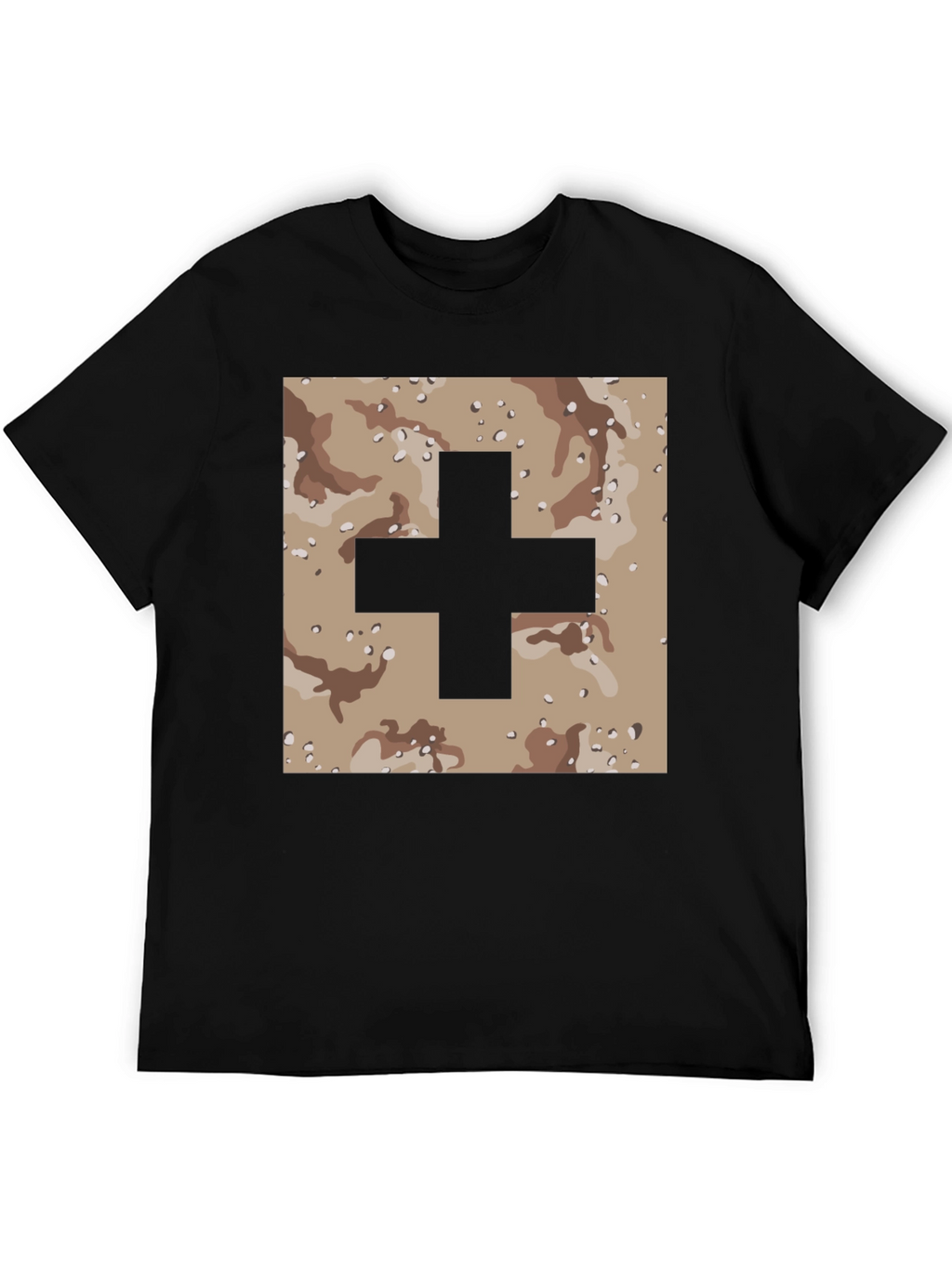 Camo Plus Sign Graphic Tee - Stylish Mens T-Shirt